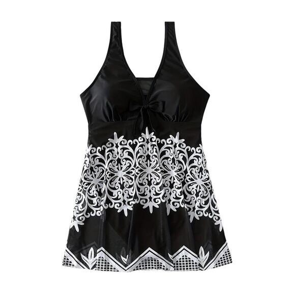 Tummy control black one piece swimsuit built in shorts size XL - Picture 1 of 6